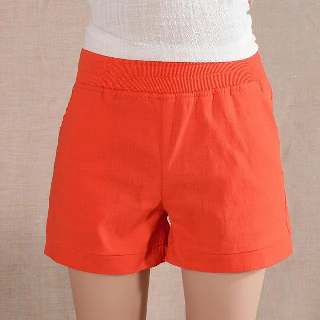 2018 Women Shorts Solid Short Femme Pocket Linen Summer Shorts Casual Loose High Waist Shorts Plus Size Short S-4XL A315