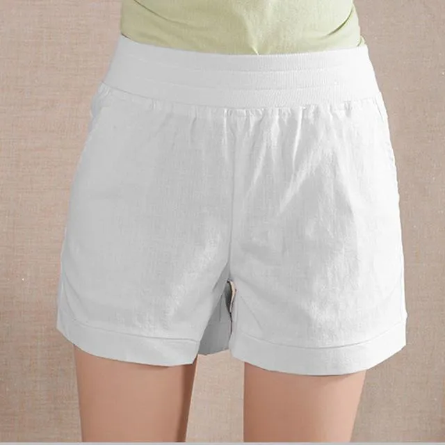 2018 Women Shorts Solid Short Femme Pocket Linen Summer Shorts Casual Loose High Waist Shorts Plus Size Short S-4XL A315