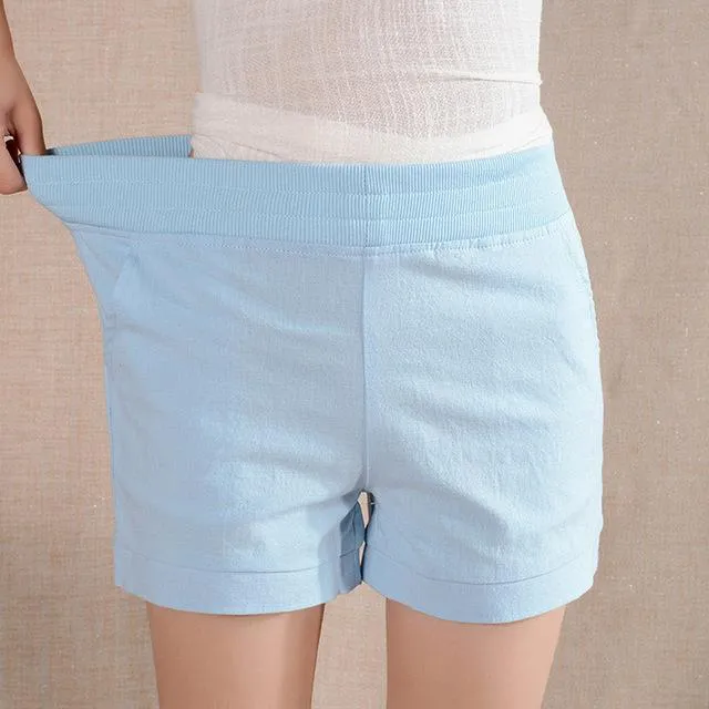 2018 Women Shorts Solid Short Femme Pocket Linen Summer Shorts Casual Loose High Waist Shorts Plus Size Short S-4XL A315