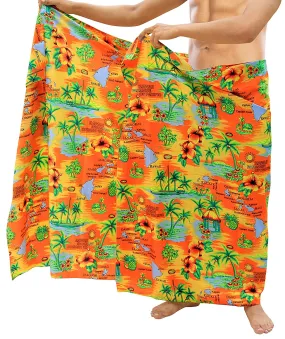Beach Wear Mens Sarong Pareo Wrap Cover ups Bathing Suit Bamboo Towel Swimwear