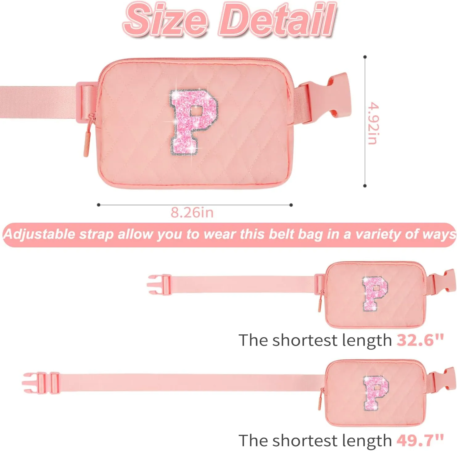 Birthday Party Gift Bags for Girls Teens,Crossbody Bag Belt Bags Cute Purse Fanny Pack Trendy Stuff - P,Peach