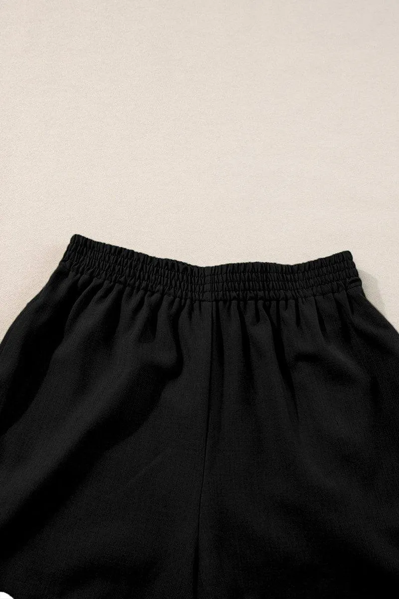 Black Ricrac Casual Shorts Set
