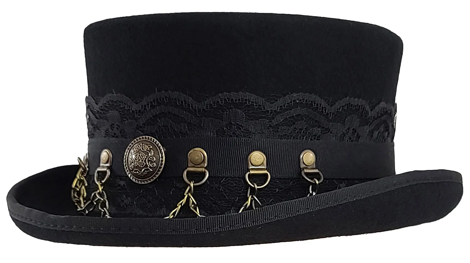 Black Steampunk Top Hat with Leather Band – Stylish Accessory