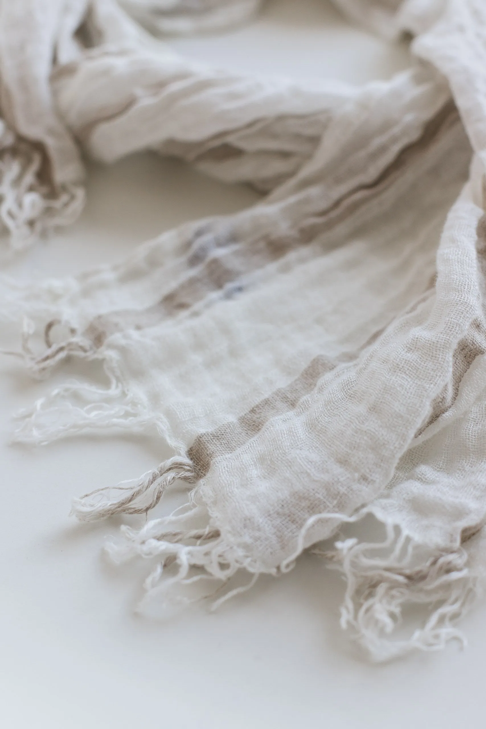 Capri Scarf, Ivory with Beige Stripe