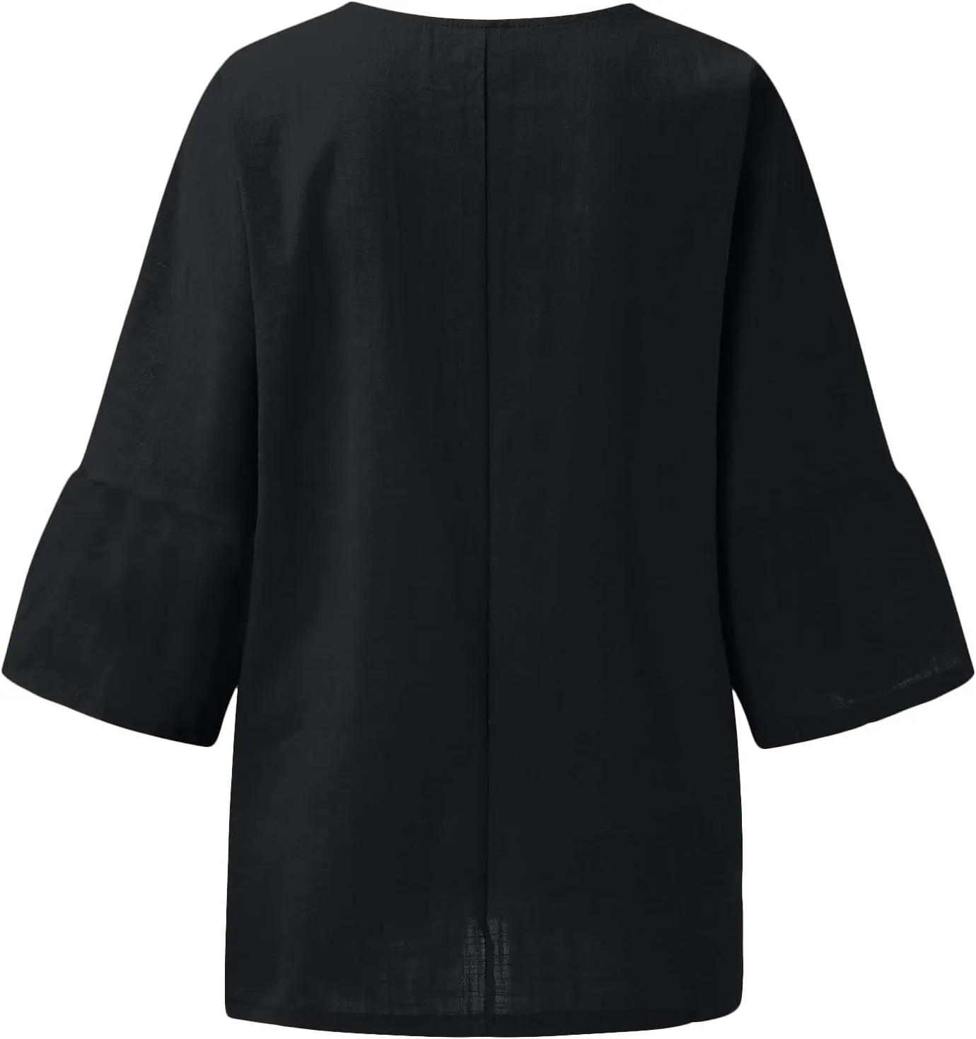 Cbcbtwo Linen Shirts for Women Solid Basic 3/4 Sleeve Tops Summer Casual Crew Neck Pullover Blouse Loose Fit Tunic Tshirt