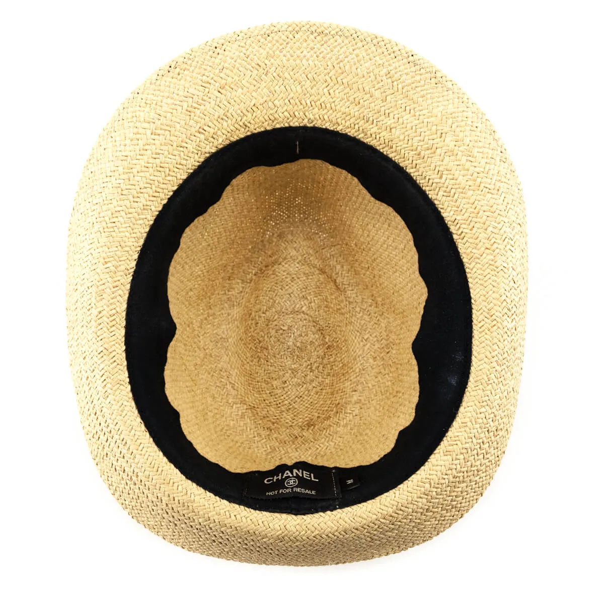 Chanel Beige Straw Fedora Hat Size M