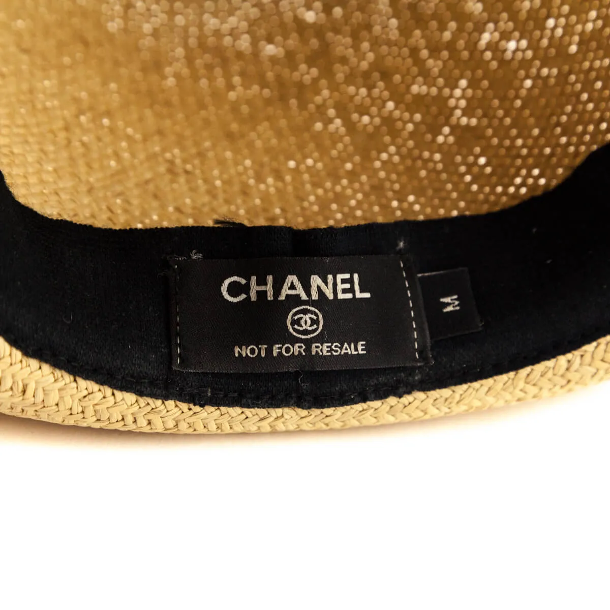Chanel Beige Straw Fedora Hat Size M