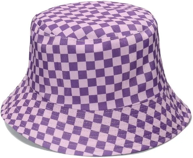 Checked Black Unisex Summer Bucket Hat