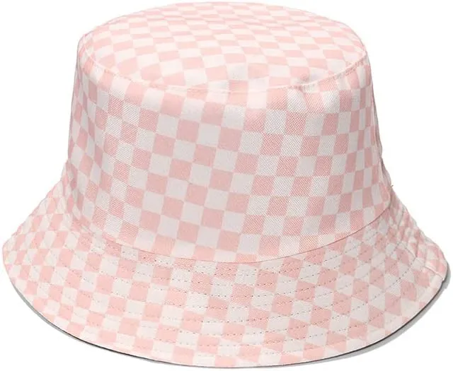 Checked Black Unisex Summer Bucket Hat
