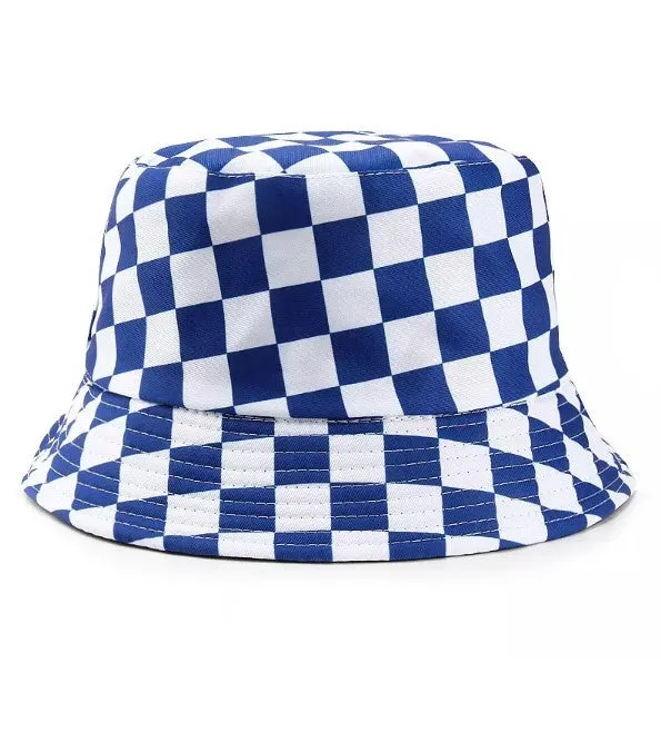 Checked Black Unisex Summer Bucket Hat
