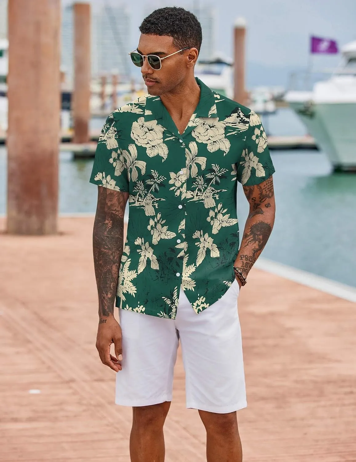 COOFANDY Hawaiian Shirts for Men Short Sleeve Casual Button Down Shirt Tropical Summer Beach Shirt