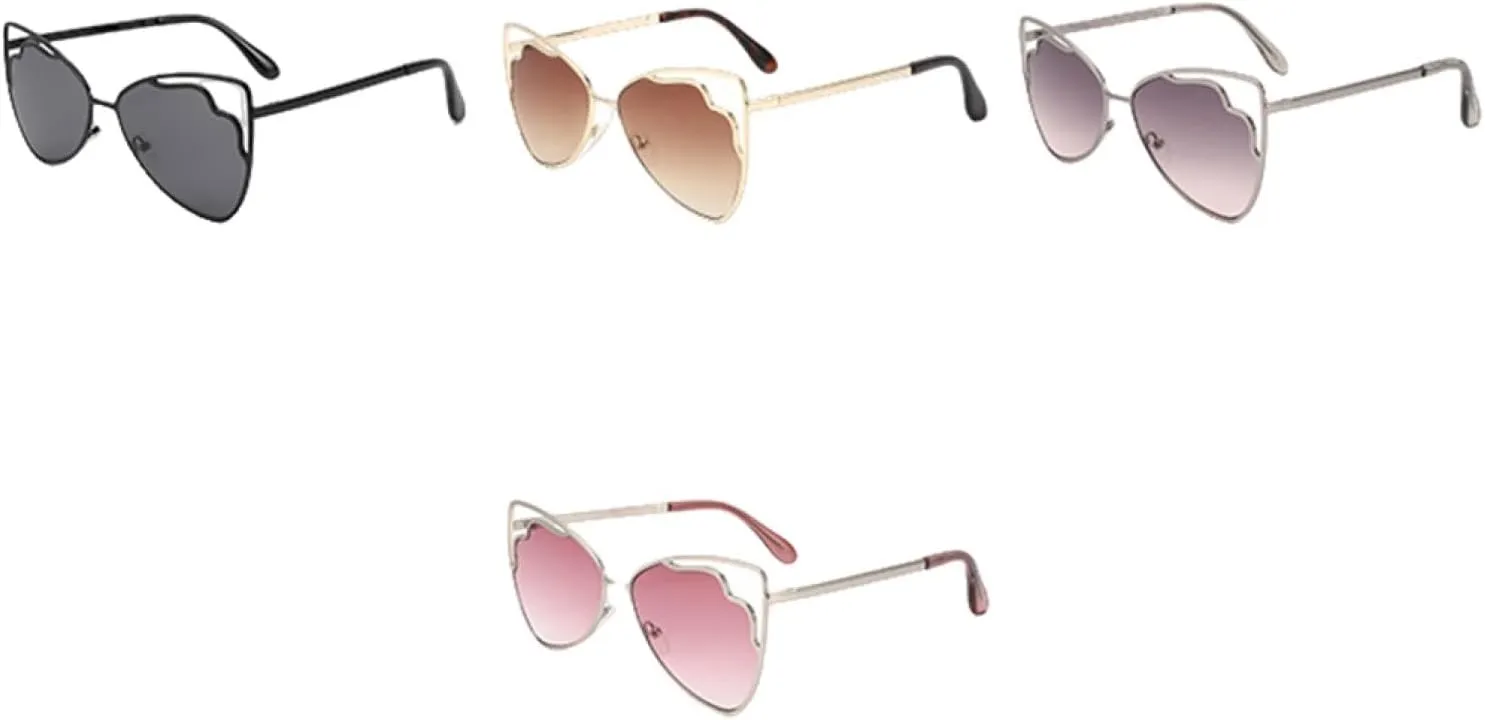 Cool Metal Hollow-out Cat-eye Sunnies. Alloy-made, with Gradient Lenses for Sun Protection and Style.