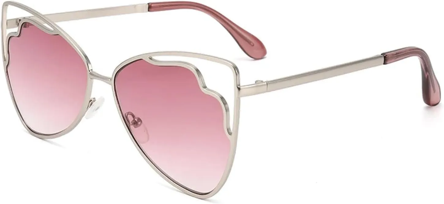 Cool Metal Hollow-out Cat-eye Sunnies. Alloy-made, with Gradient Lenses for Sun Protection and Style.