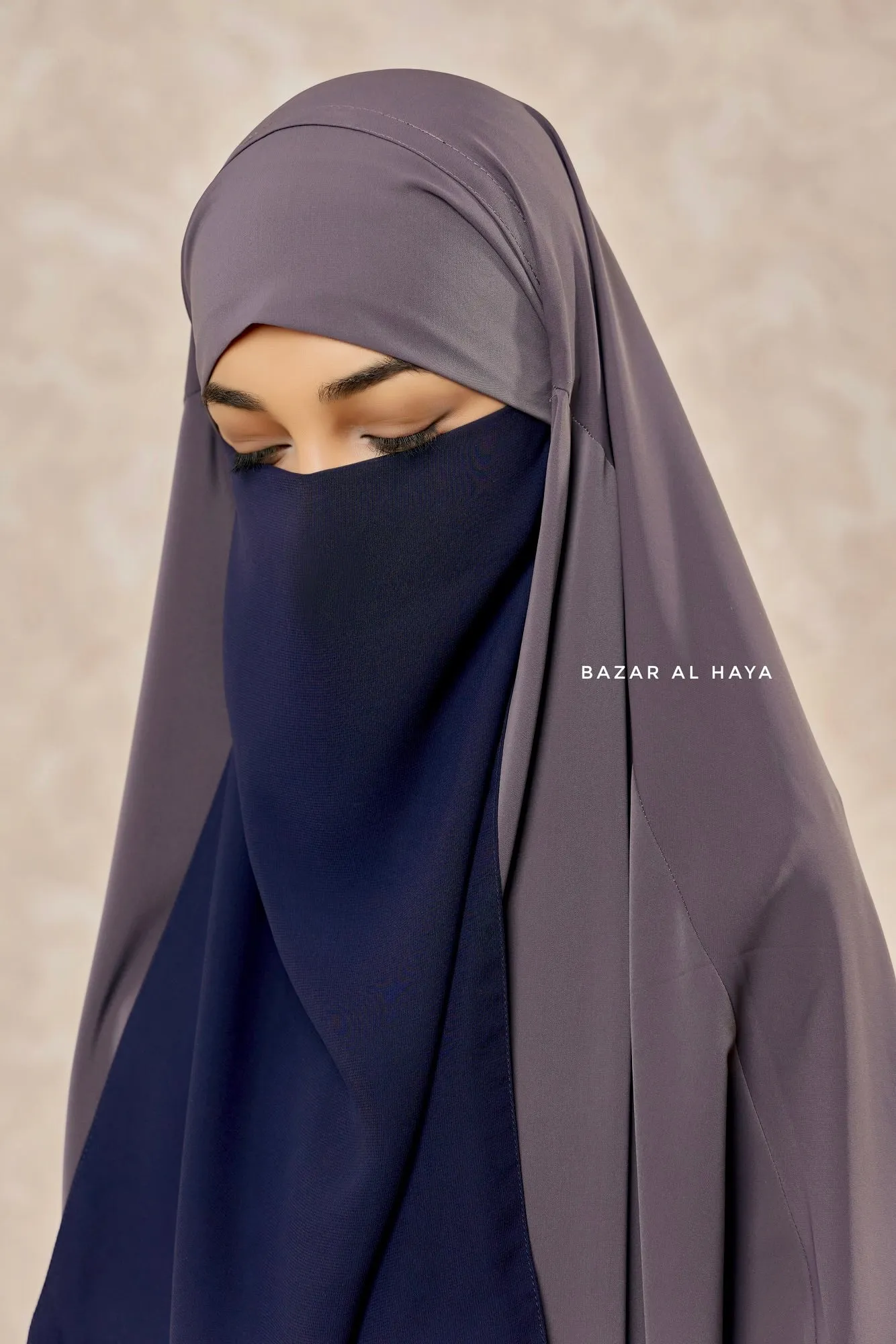 Dark Blue Single Half Niqab - Super Breathable Veil