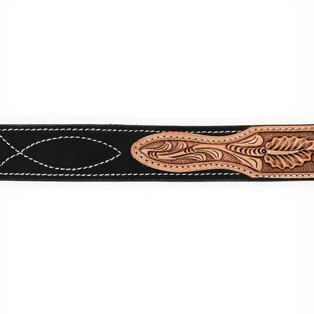 Desert Suede Hand Tooled Leather Belt