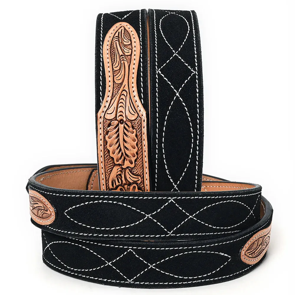 Desert Suede Hand Tooled Leather Belt