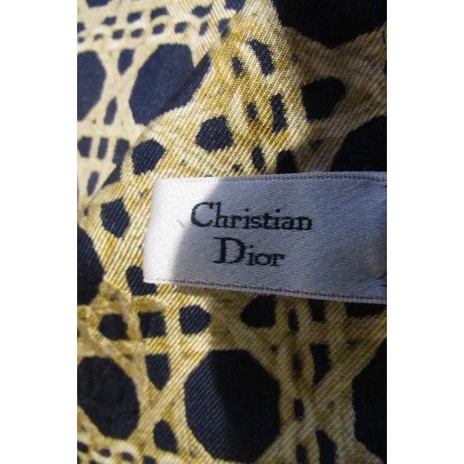 Dior Black Gold & Blue Silk XL Scarf