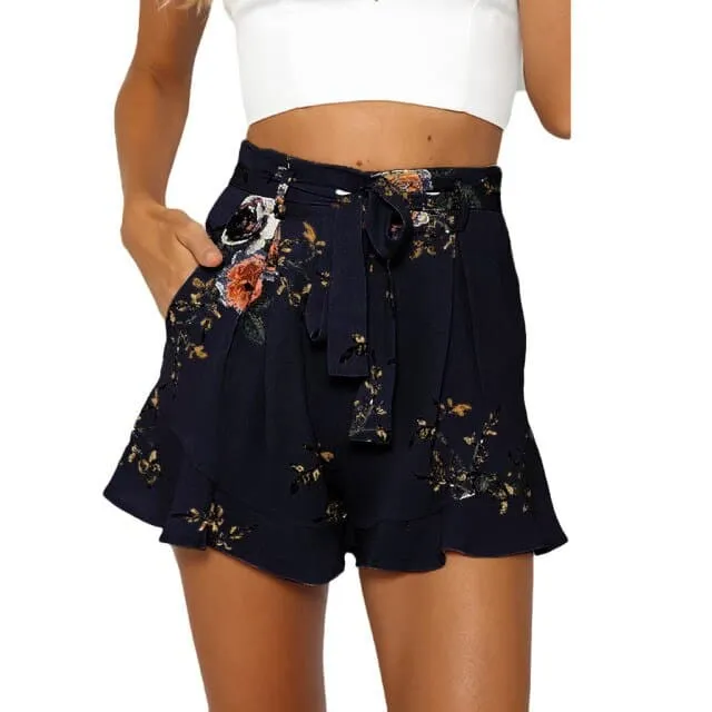 DressBetty - Women Shorts Casual Summer Ruffle Floral Print Zipper Short Plus Size Breathable Home Shorts Beachwear Hotpants
