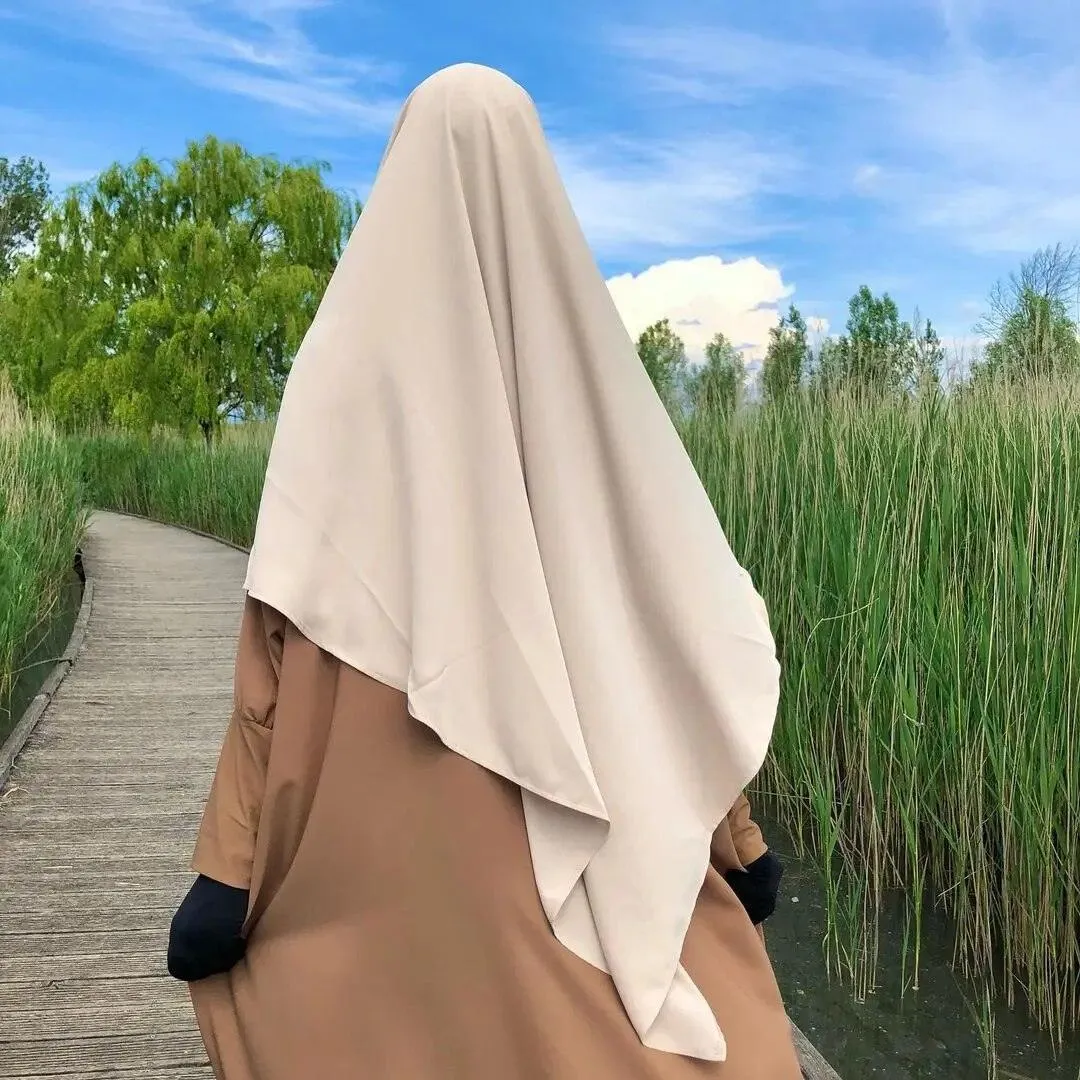 Ethnic Plain Long Khimar Muslim Veil | Hijab Abaya Prayer Jilbab for Ramadan & Eid | Islamic Headscarf Women