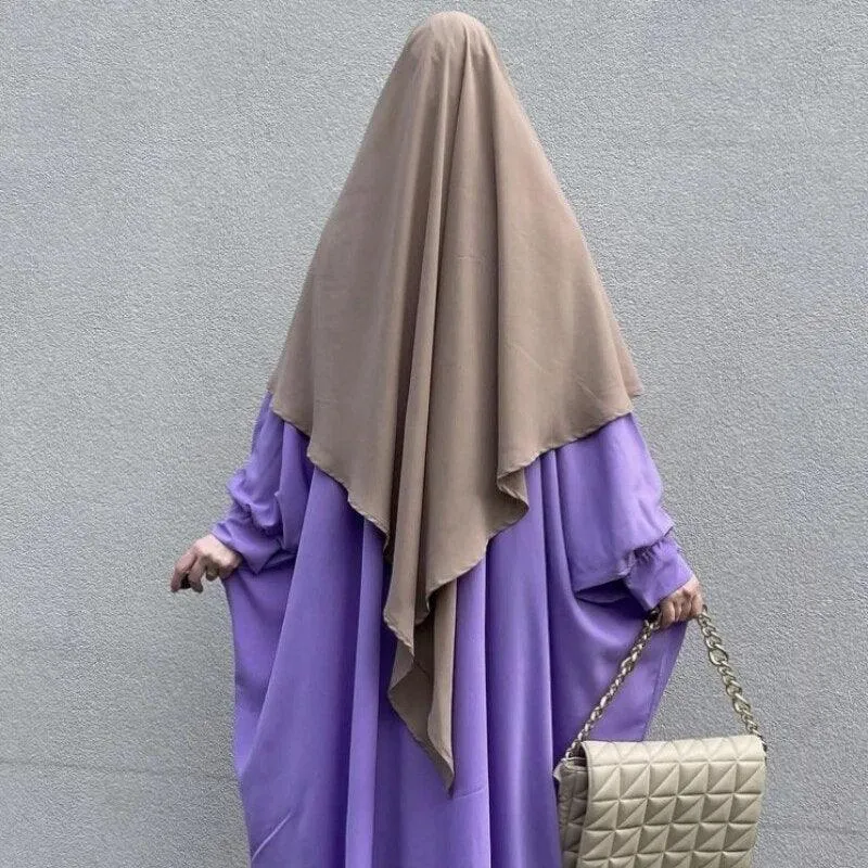 Ethnic Plain Long Khimar Muslim Veil | Hijab Abaya Prayer Jilbab for Ramadan & Eid | Islamic Headscarf Women