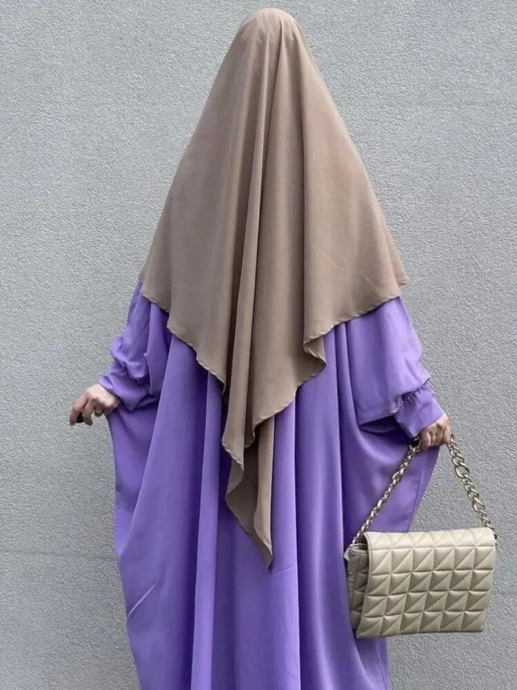 Ethnic Plain Long Khimar Muslim Veil | Hijab Abaya Prayer Jilbab for Ramadan & Eid | Islamic Headscarf Women