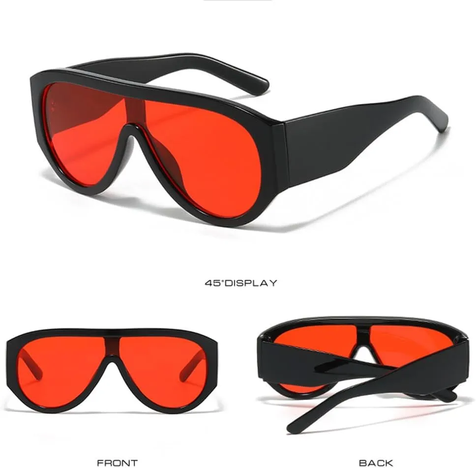 Fashion Oversized Women Sunglasses Retro One Piece Red Green Shades UV400 Men Gradient Sun Glasses