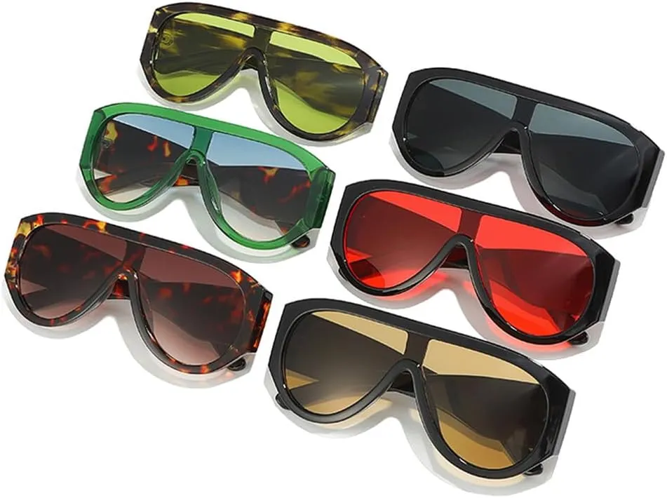 Fashion Oversized Women Sunglasses Retro One Piece Red Green Shades UV400 Men Gradient Sun Glasses