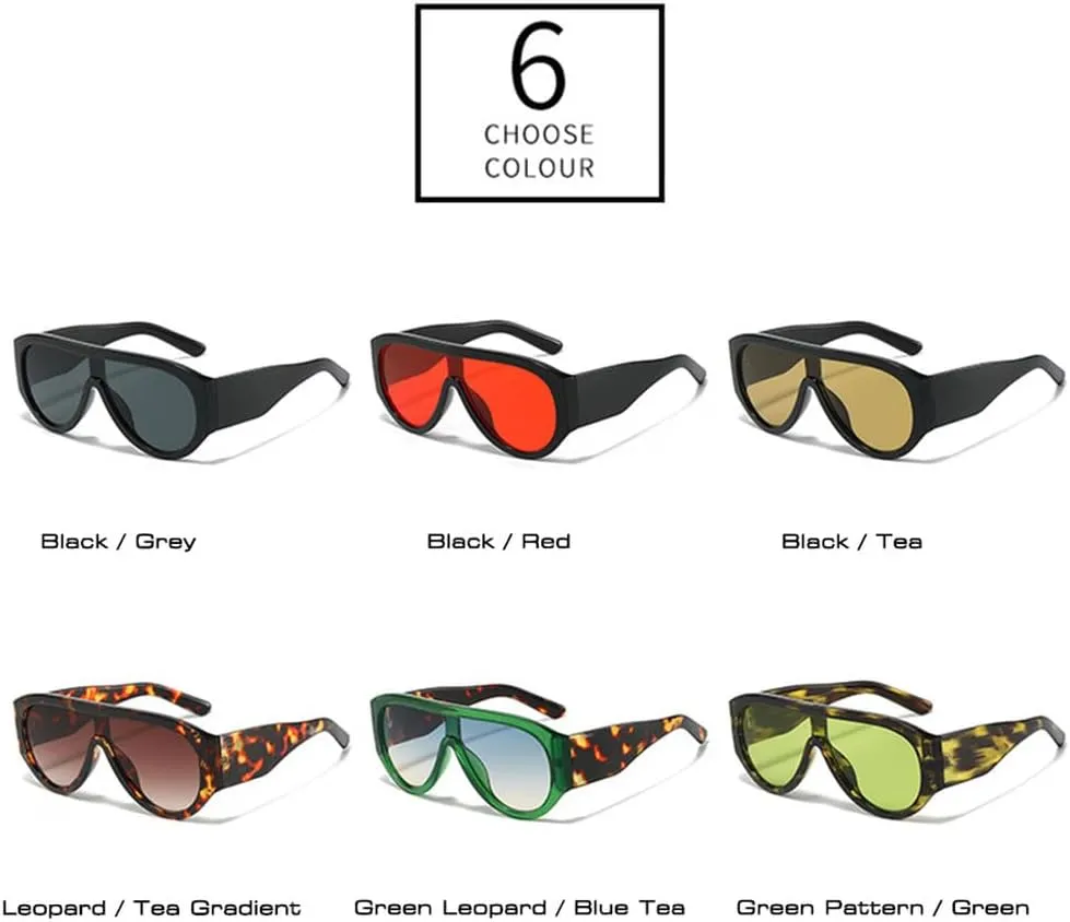 Fashion Oversized Women Sunglasses Retro One Piece Red Green Shades UV400 Men Gradient Sun Glasses