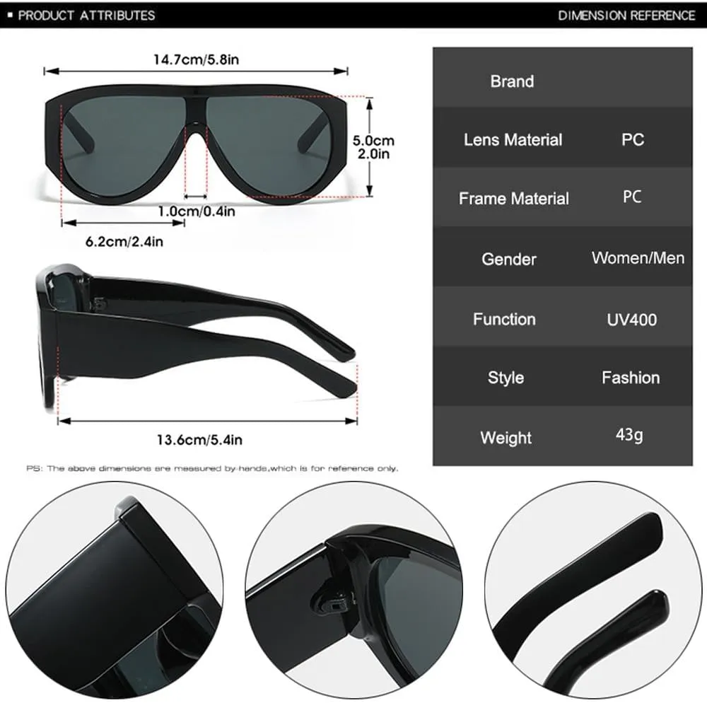 Fashion Oversized Women Sunglasses Retro One Piece Red Green Shades UV400 Men Gradient Sun Glasses