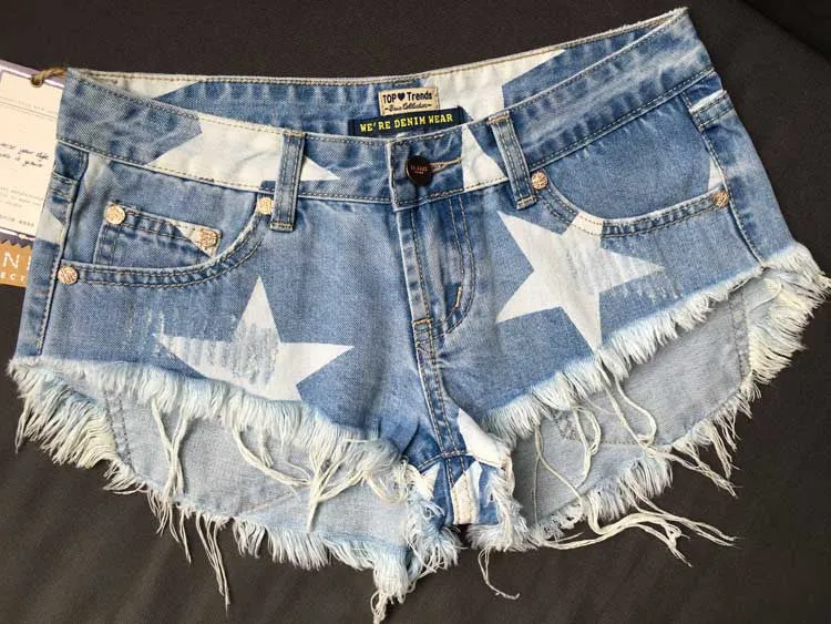 Fashion Women's Denim Shorts Printed Beach Shorts Hot Pants