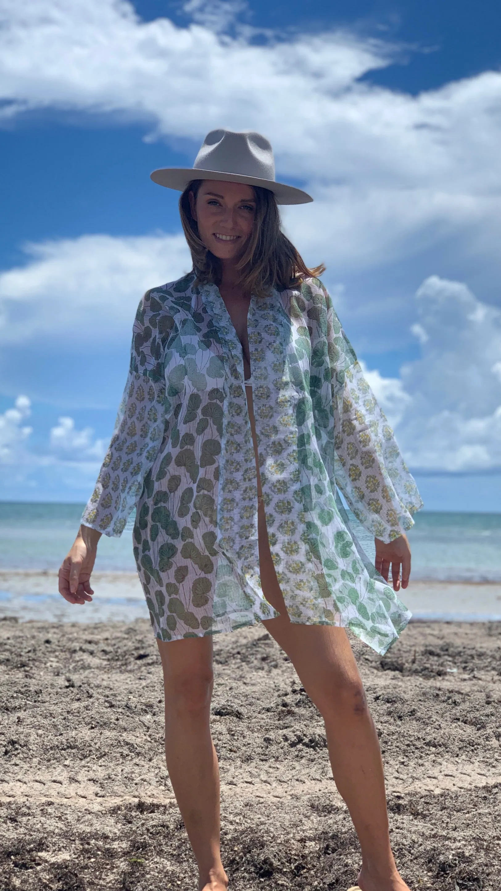 Featherweight Kimono | Sage Lotus | One Size