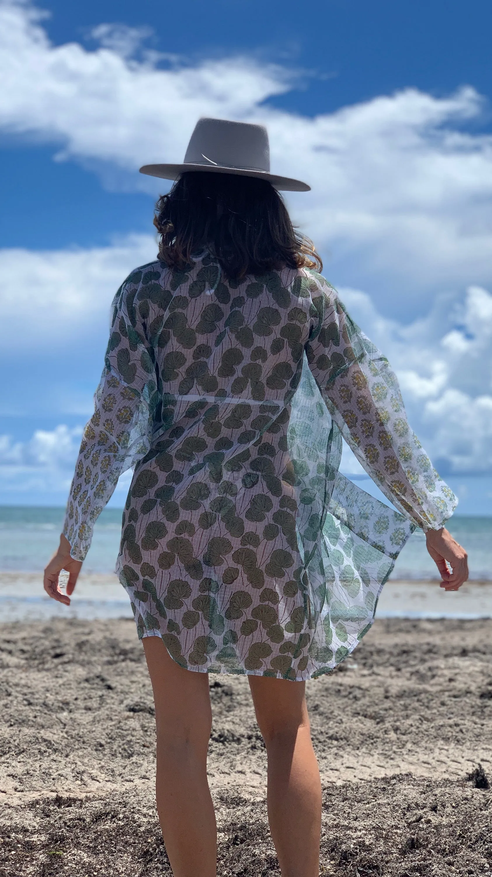 Featherweight Kimono | Sage Lotus | One Size
