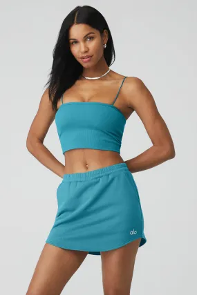 Goddess Ribbed Bandeau Top - Blue Splash