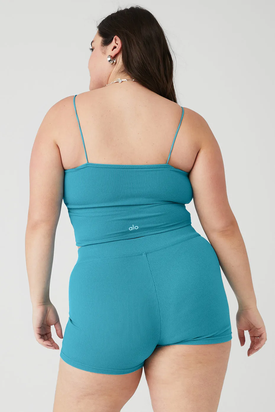 Goddess Ribbed Bandeau Top - Blue Splash