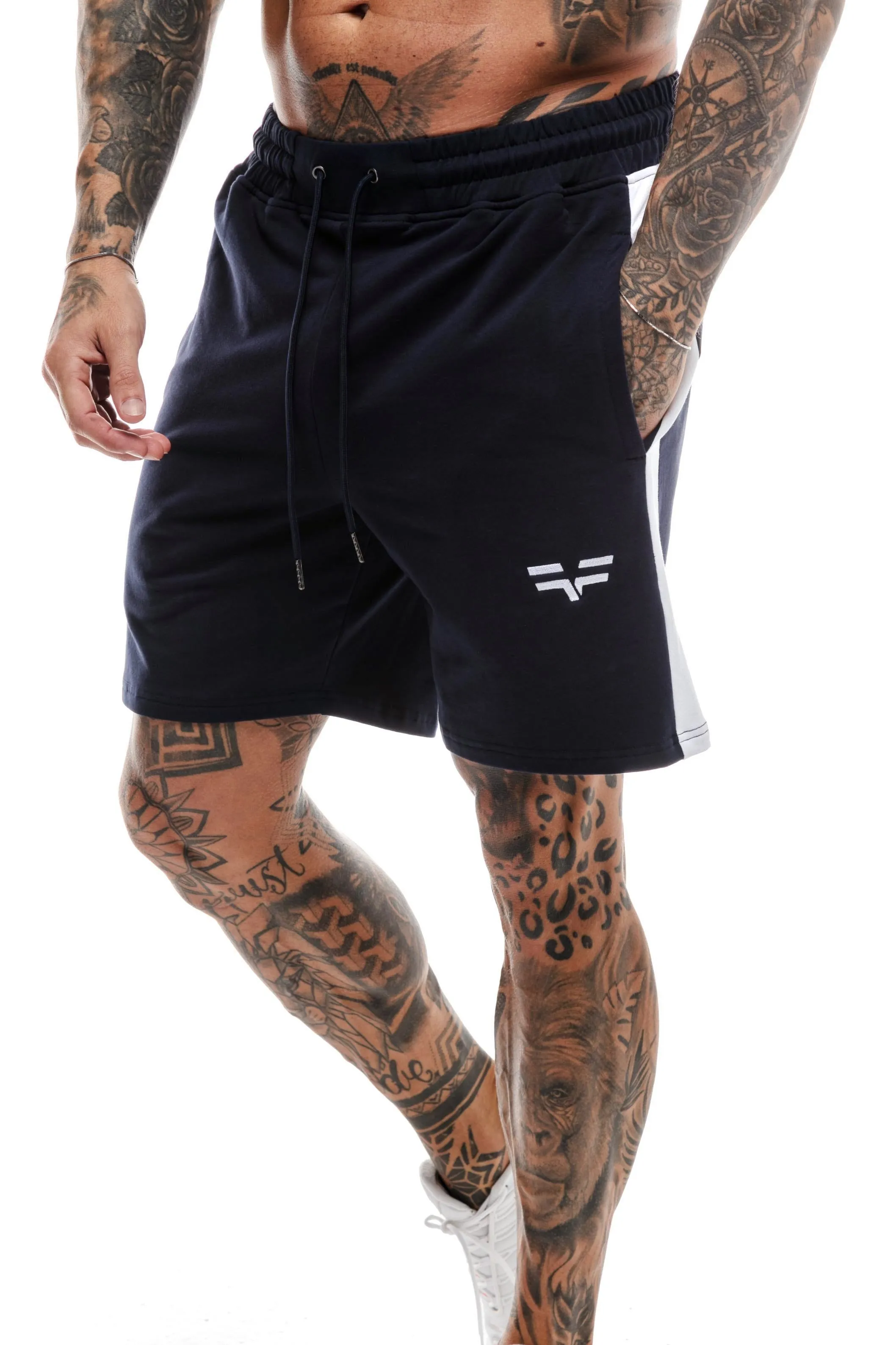 GymFreak Mens Icon Range Shorts - Navy Blue - 7 inch