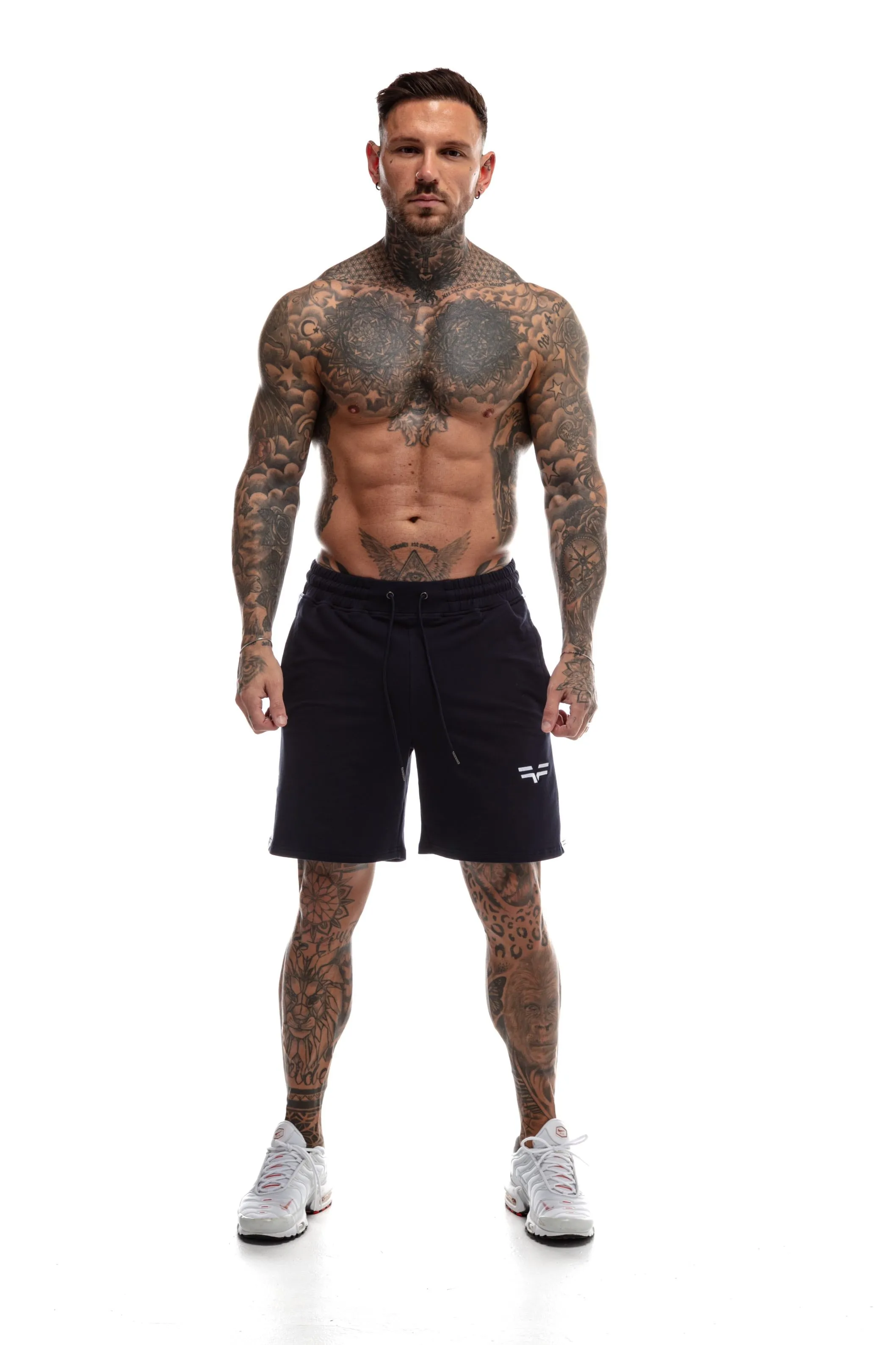 GymFreak Mens Icon Range Shorts - Navy Blue - 7 inch