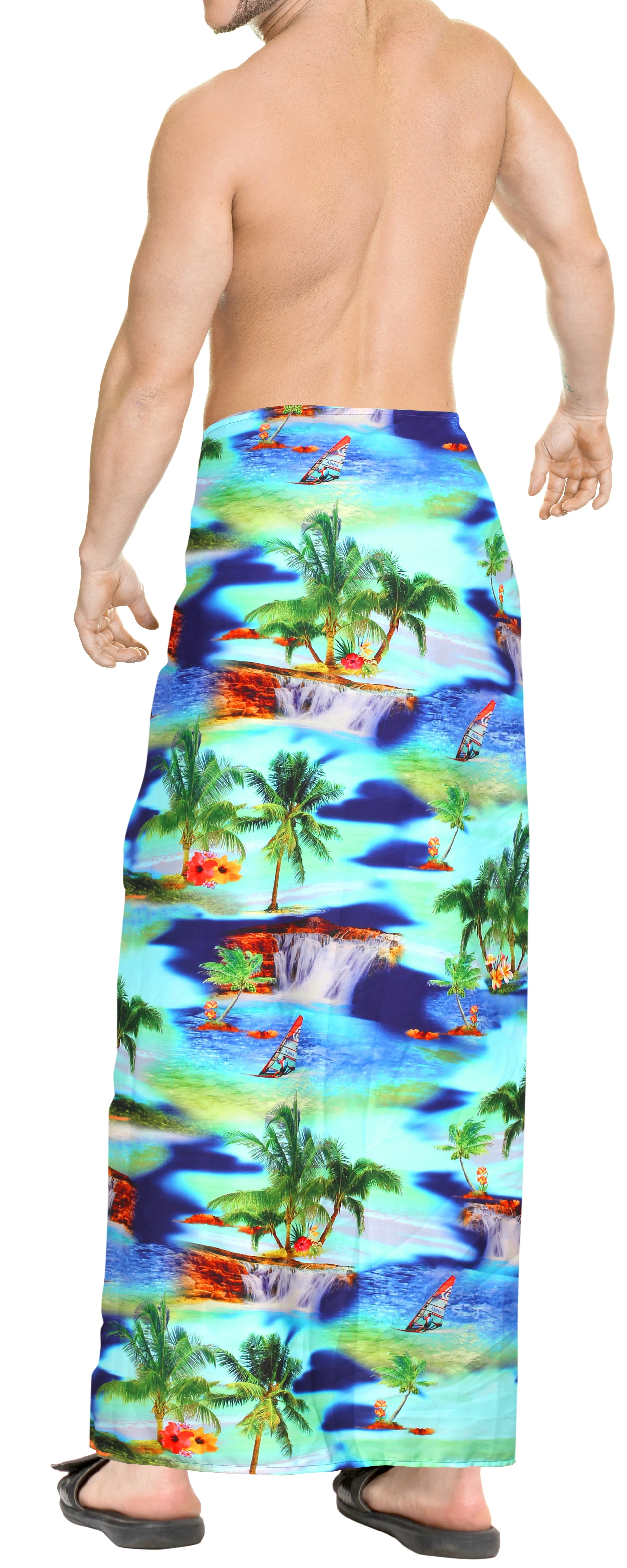 HAPPY BAY Men Beach Sarong Pareo Swimwear Cover Ups Wrap Lungi 78"X42" Blue Z227 911185