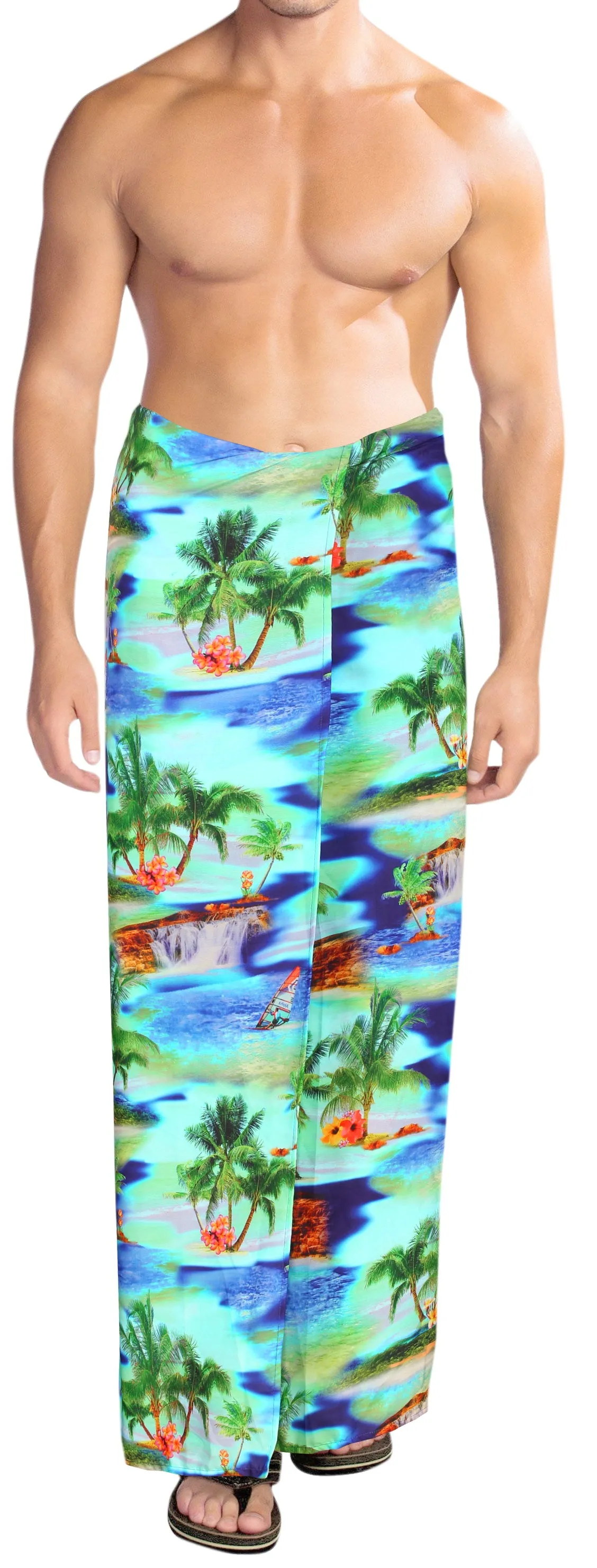 HAPPY BAY Men Beach Sarong Pareo Swimwear Cover Ups Wrap Lungi 78"X42" Blue Z227 911185
