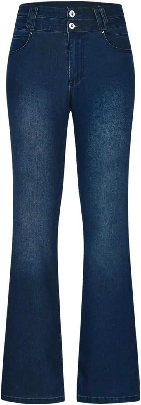 High Waisted Bell Bottom Jeans for Women Plus Size Fashion Stretchy Wide Leg Strtchy Bootcut Pants Basic Denim Pants