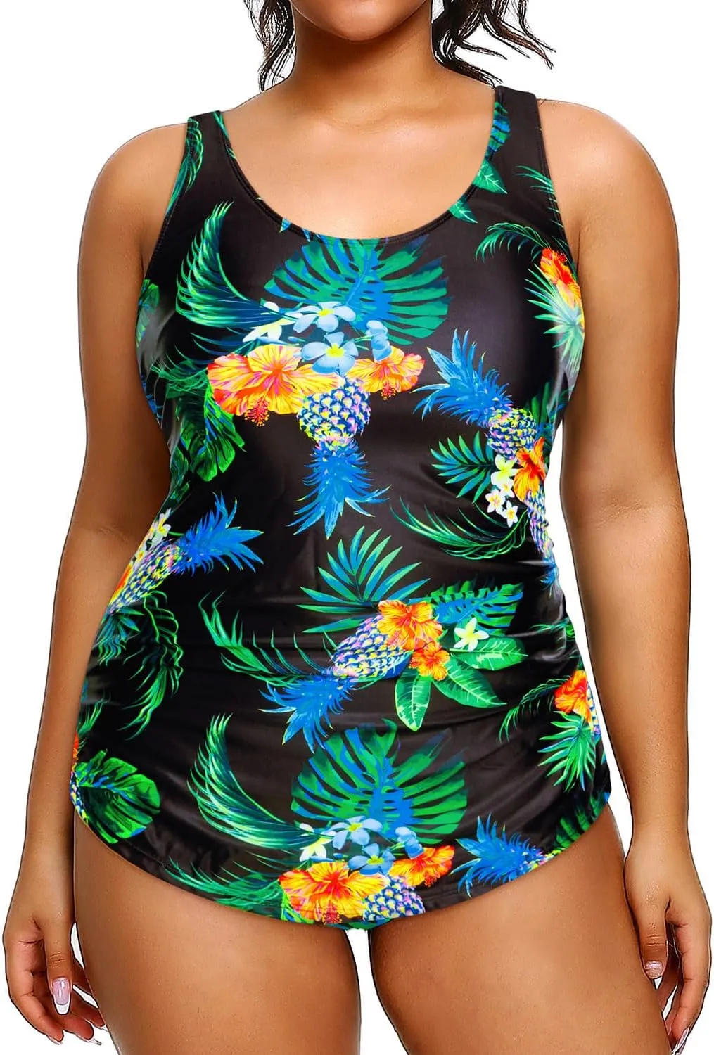 Holipick Plus Size Sarong One Piece Swimsuit for Women Tummy Control Bathing Suit Ruched Backless Swimwear