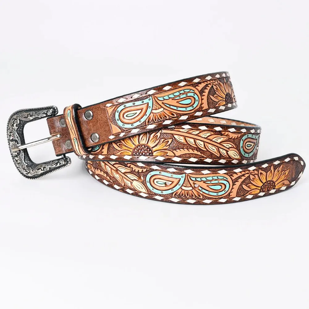 Joes Creek Hand Tooled Leather Belt