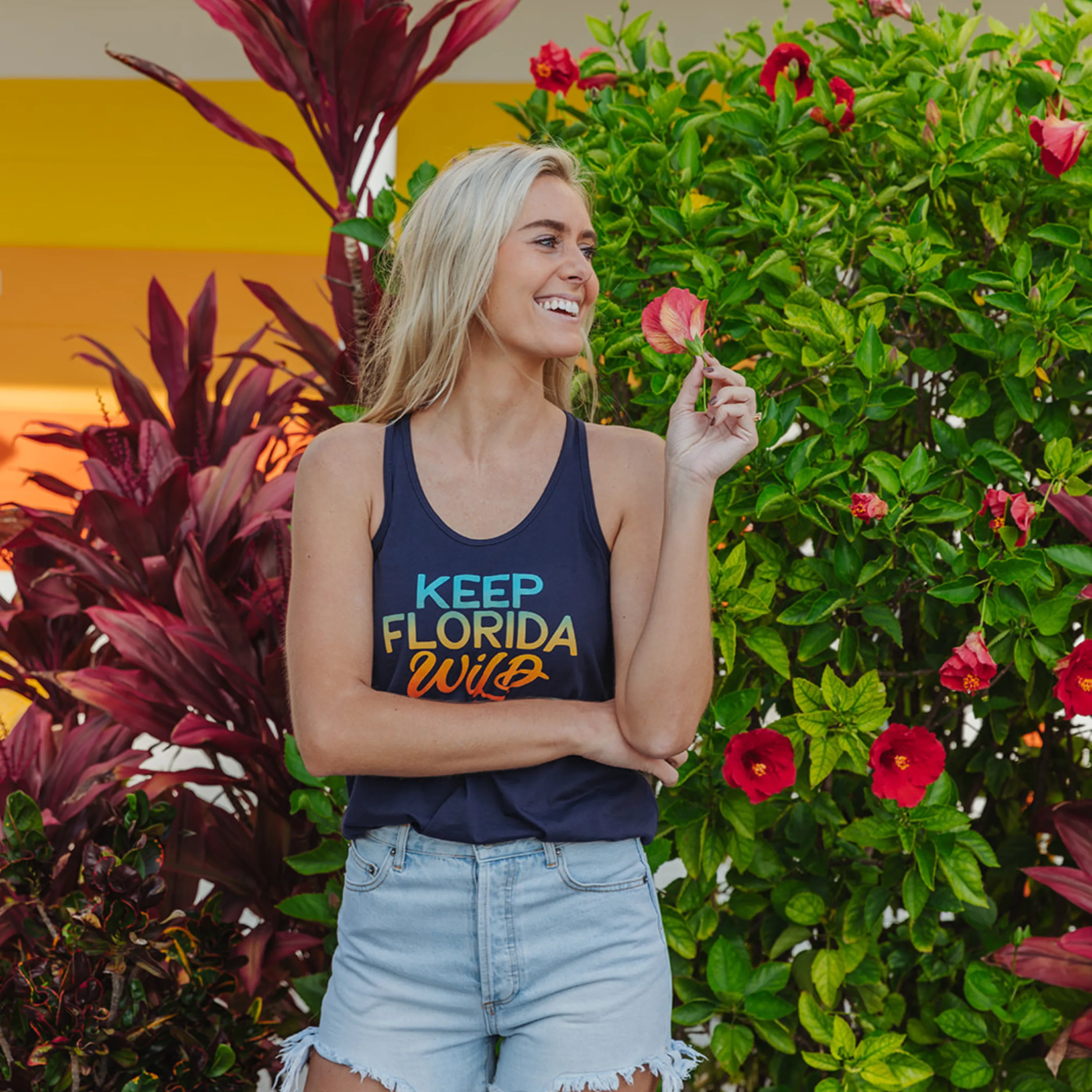 KEEP FL WILD FLOWY TANK - NAVY