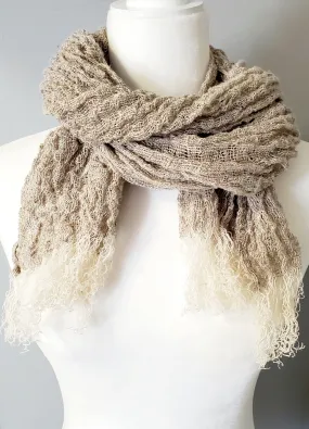 Knitted Linen Scarf - Beige (3588)