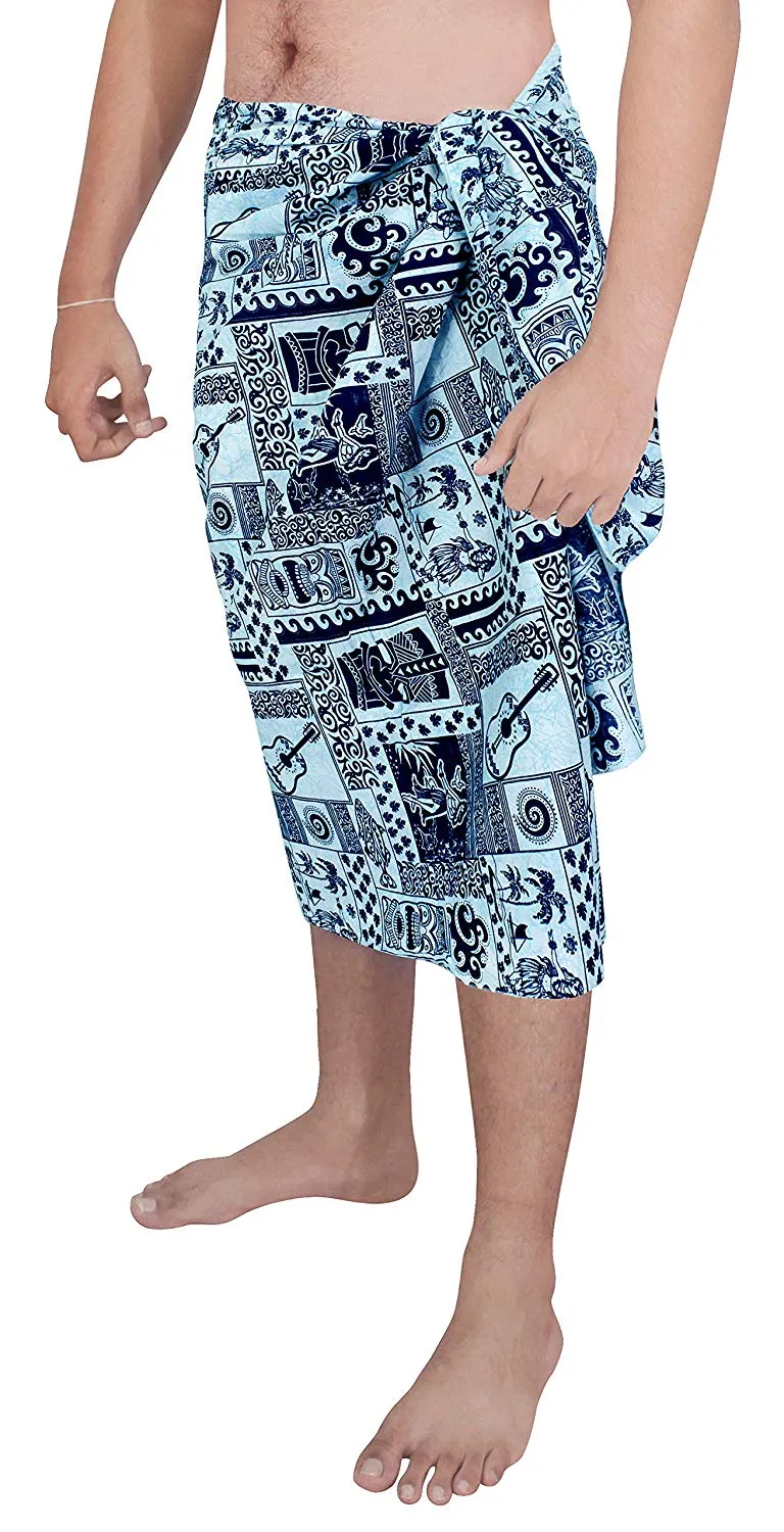 LA LEELA 100% Cotton Mens Wear Sarong Pareo Wrap Cover ups Bathing Suit Beachwear Swim