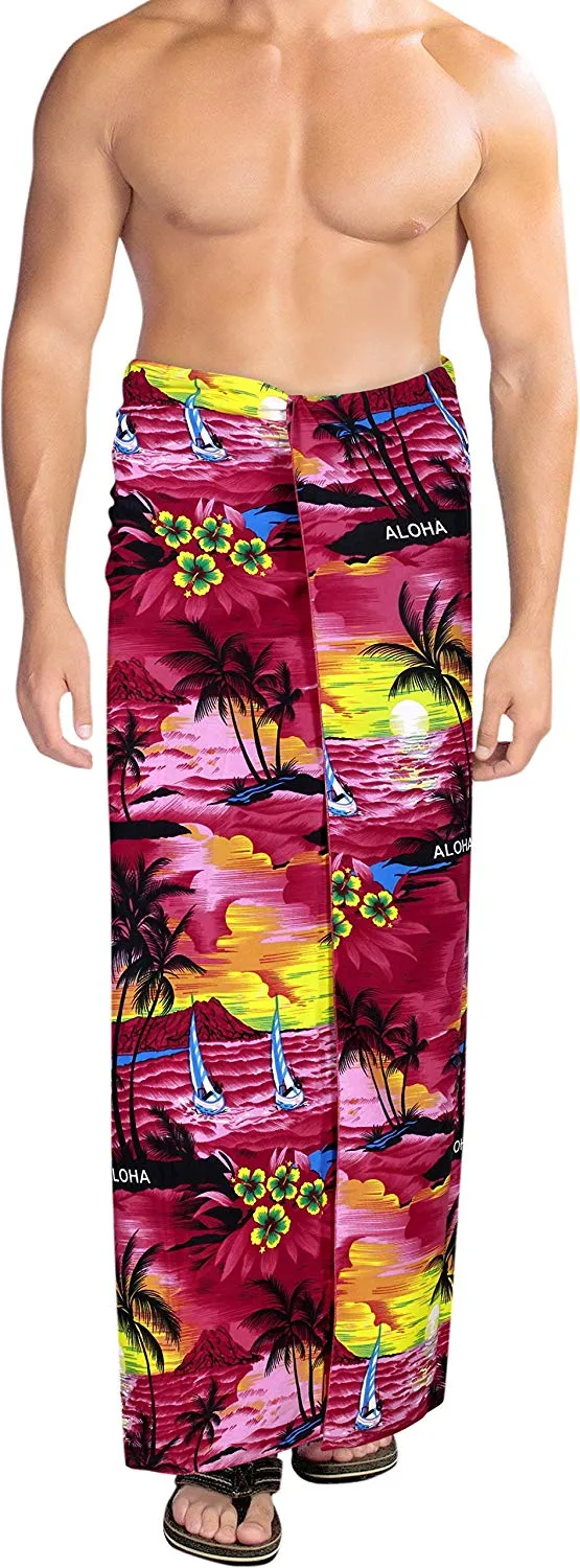 LA LEELA Bathing Suit Swimwear Swimsuit Sarong Wrap Cover ups Plain Beachwear Mens