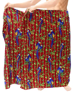 LA LEELA Men's Beach Cover Up LAVA LAVA Sarong Swimsuit Wrap 72"x42" Red O246 137259