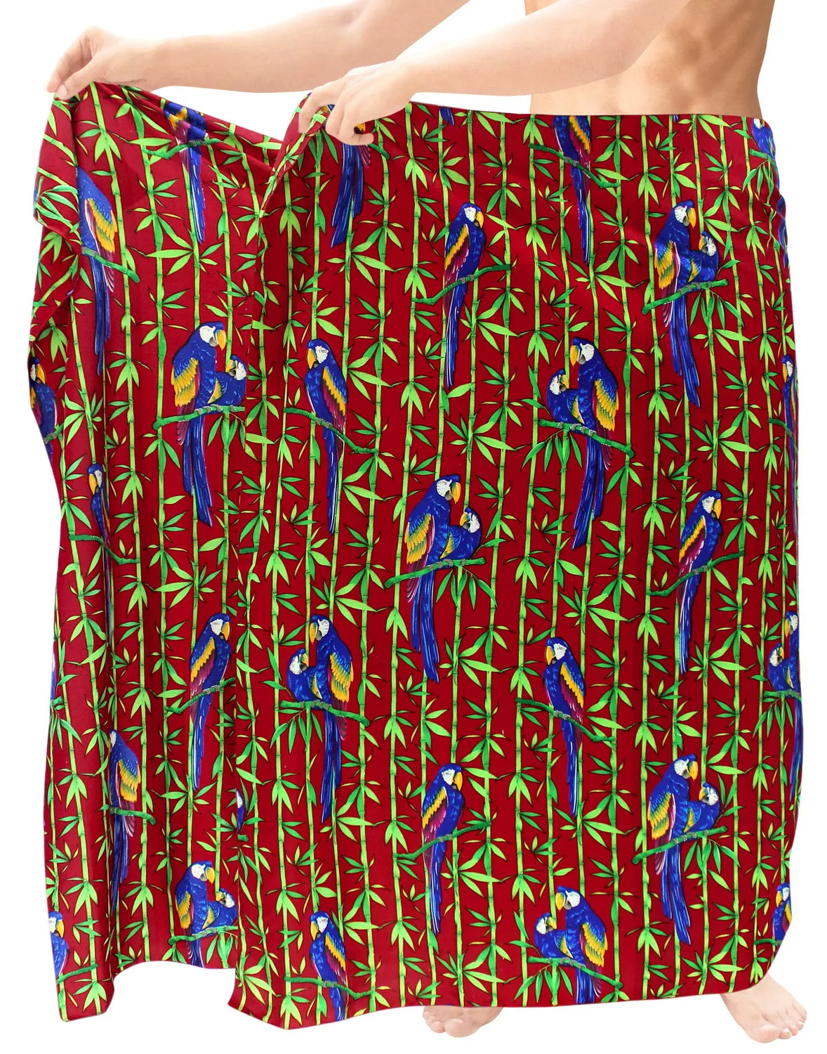 LA LEELA Men's Beach Cover Up LAVA LAVA Sarong Swimsuit Wrap 72"x42" Red O246 137259