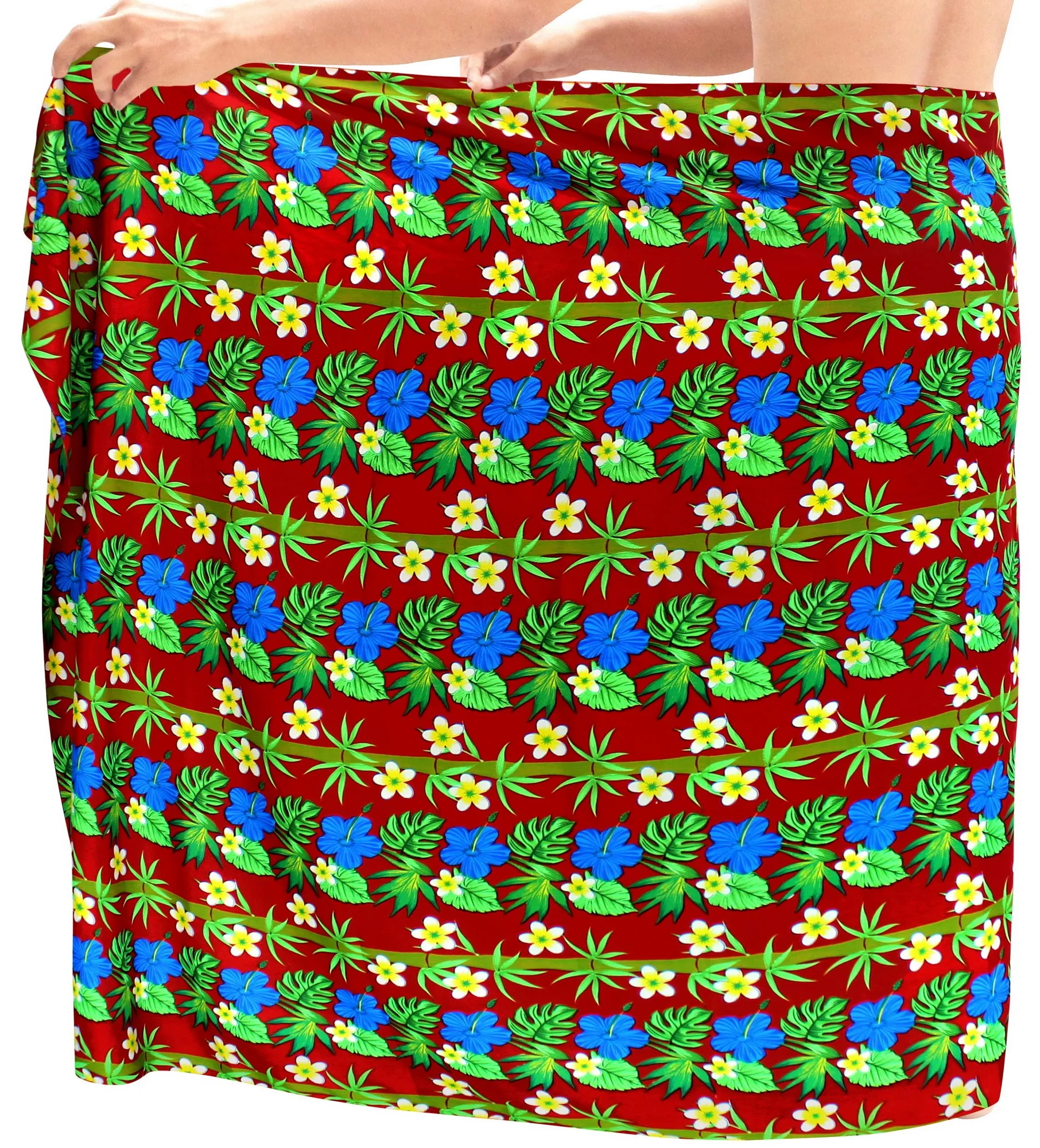 LA LEELA Men's Beach Wrap Sarong Cover Ups Swimsuit Tie Lungi 72"x42" Red S48 136980