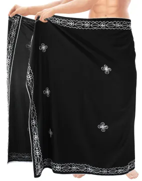 La Leela Men's Hawaiian Beach Wrap Sheer Sarong Swimming Bathing Suit Towel Beachwear Swim Pareo Cover up Long 72"X42"  Black 134497