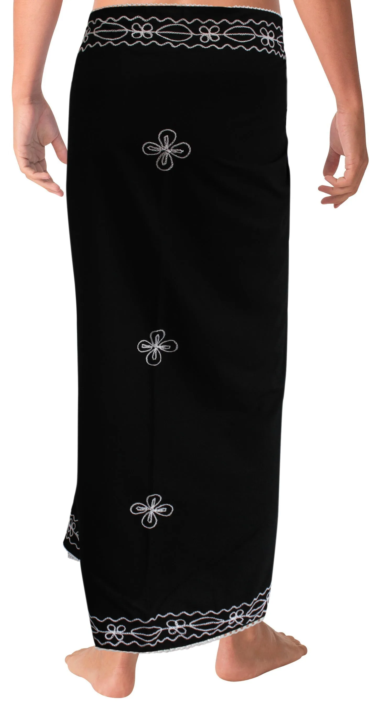 La Leela Men's Hawaiian Beach Wrap Sheer Sarong Swimming Bathing Suit Towel Beachwear Swim Pareo Cover up Long 72"X42"  Black 134497